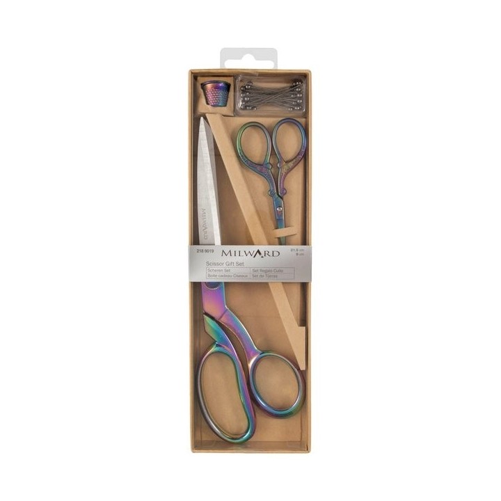Scherenset: Schneiderschere, Stickschere, Fingerhut Regenbogen