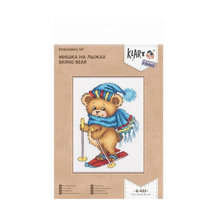 Stickset Skifahrender Bär