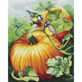 Luca-S Kit de broderie Oiseaux sur une citrouille