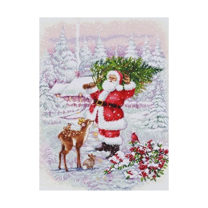 Stickset Weihnachtsmann mit Baum