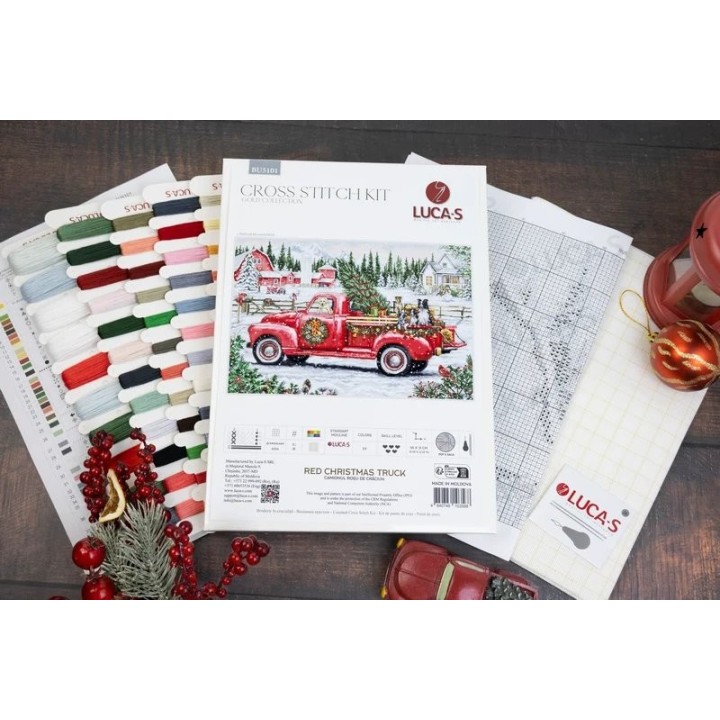 Kit de broderie Camion rouge de Noël