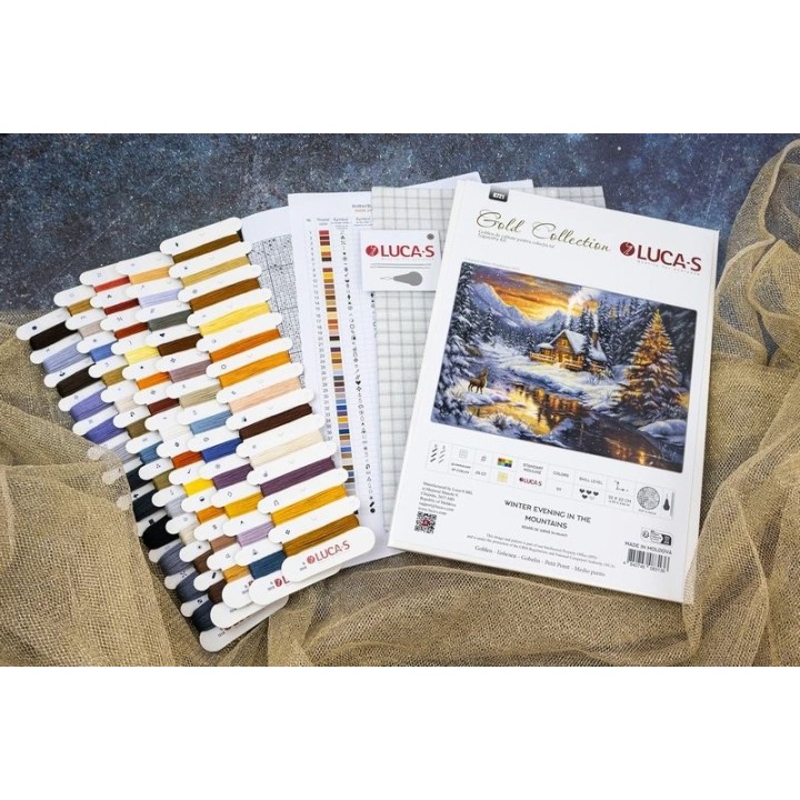 Kit de broderie Soirée d'hiver en montagne (petit point)