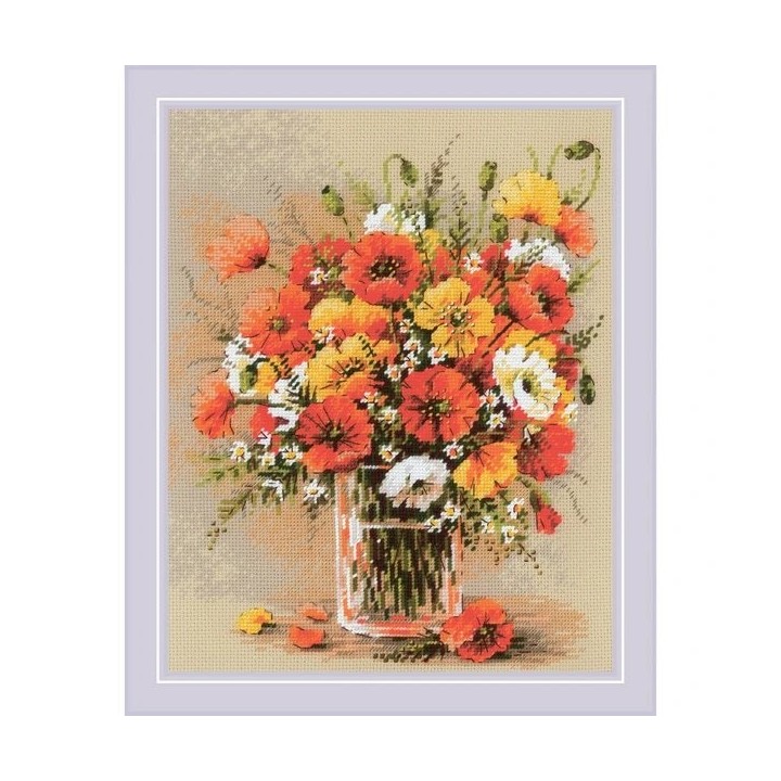 Stickset Feldmohn
