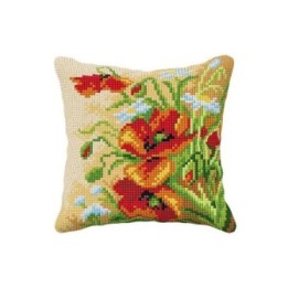 Kit coussin au point croix Coquelicots 99119