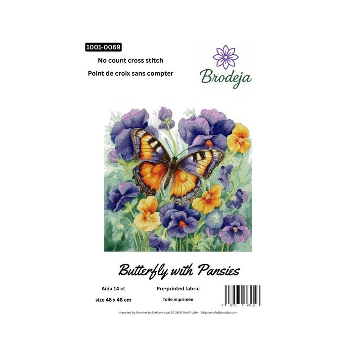 Kit de broderie Papillon aux pensées