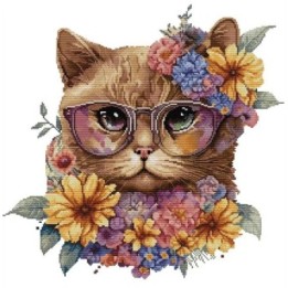 Embroidery kit Cat in flowers