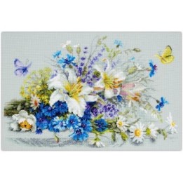 Embroidery kit Lilies and Cornflowers