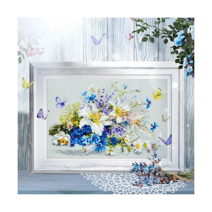 Borduurpakket Lelies en korenbloemen