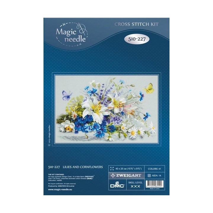Stickset Lilien und Kornblumen