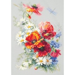 Kit de broderie Coquelicots et marguerites