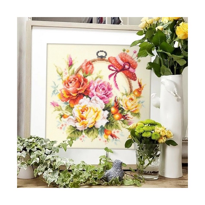 Stickset Rosen für die Stickerin