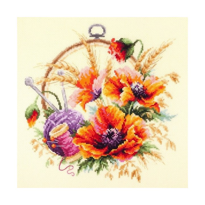 Stickset Mohnblumen für die Stickerin