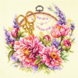 Embroidery kit Peonies for Needlewoman