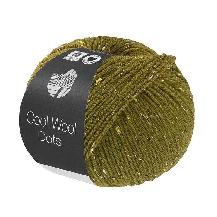 Lana Grossa Cool Wool Dots Olive green 007