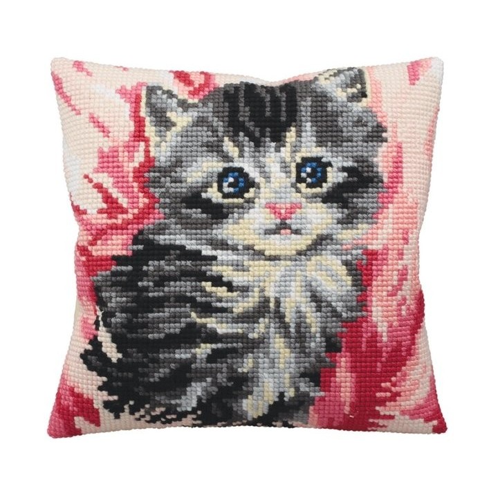 Stitch cushion kit Cute Kitten in Pink 5164