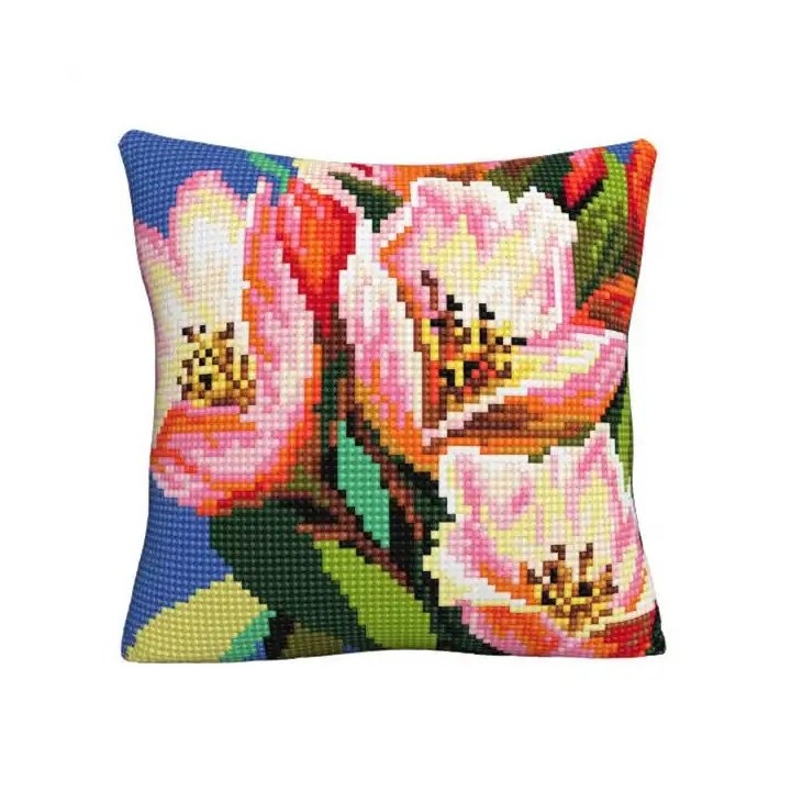 Borduurkussen Kleurrijk bloemenpatroon 5514