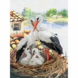 Embroidery kit Stork family