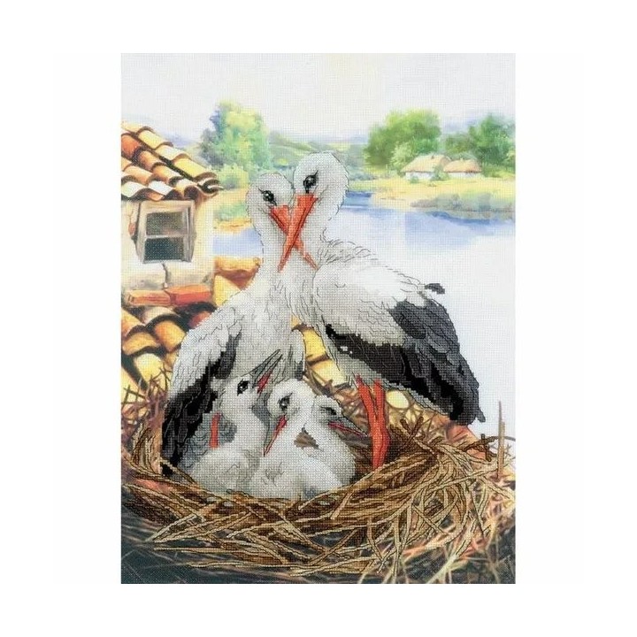 Kit de broderie Famille Cigogne