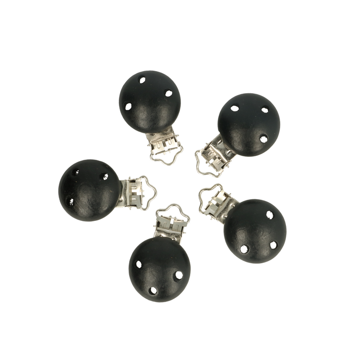   Wood pacifier clip black
