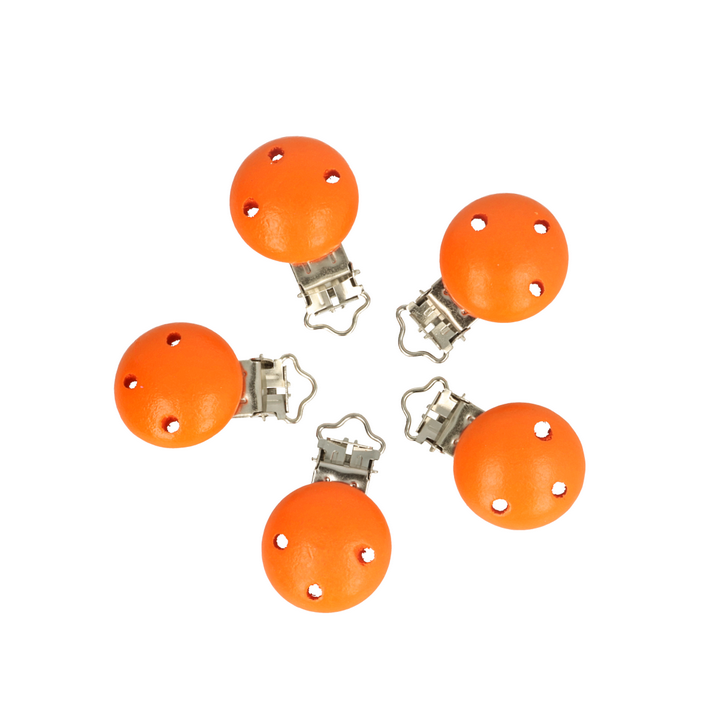   Holz Schnullerclip orange