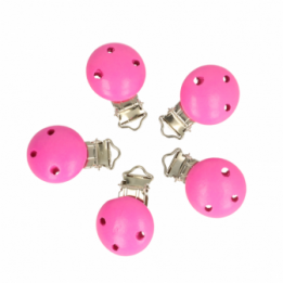   Wood pacifier clip stong pink