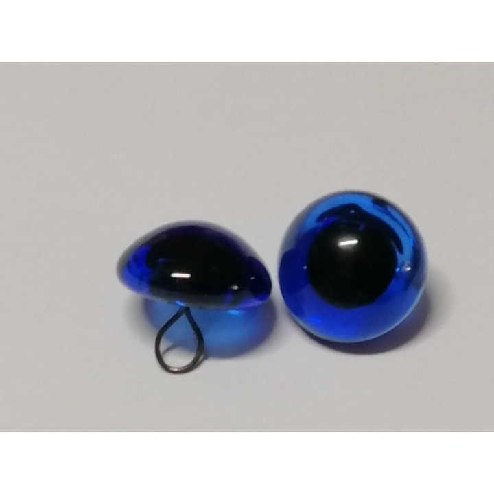   glass animal eye to sew 15 mm blue